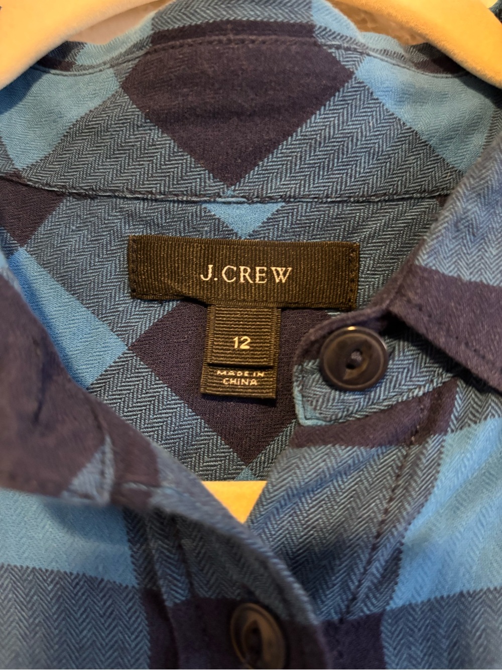 J. Crew Blue and Navy Plaid Button-Down Shirt